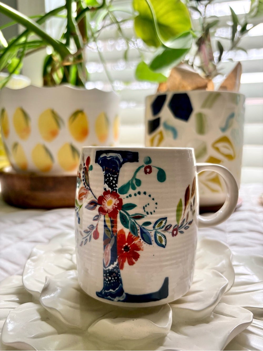 NWT Starla M. Halfmann for Anthropologie Monogram Mug (Letter L) 🌷